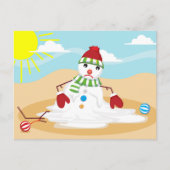 kerst in juli sneeuwman feestdagenkaart (Voorkant)