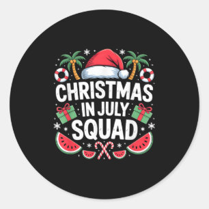 Kerst in juli Squad Grappige zomervakantie Mannen Ronde Sticker