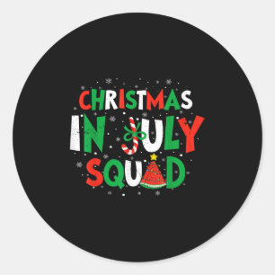 Kerst in juli Squad Grappige zomervakantie Mannen Ronde Sticker