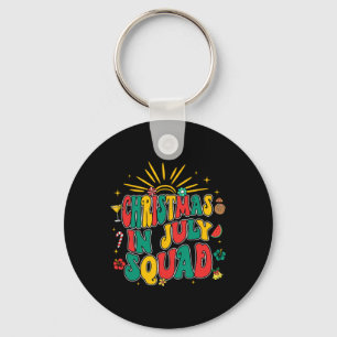 Kerst in juli Squad Groovy Retro Beach Zomer Sleutelhanger