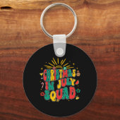 Kerst in juli Squad Groovy Retro Beach Zomer Sleutelhanger (Voorkant)