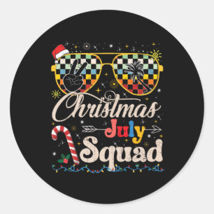Kerst in juli Squad Zonnebrillen Zomer Strand Grap Ronde Sticker