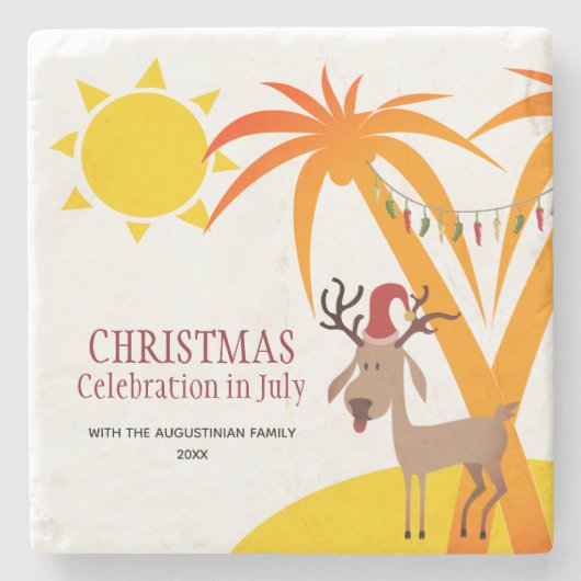 KERST IN JULI stenen Onderzetter (Voorkant)