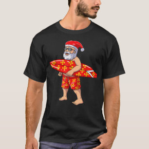 Kerst in juli Surfende Kerstman met Summer Hawaii T-shirt