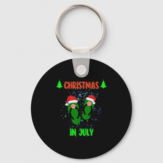Kerst in juli Teenslippers Zomer met santa Vac Sleutelhanger (Voorkant)