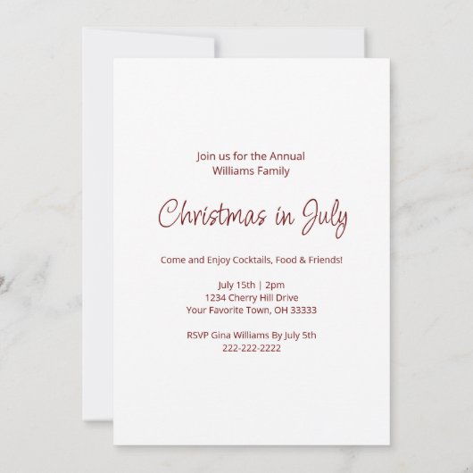 Kerst in juli Tropical Palm Trees Beach Party Kaart (Achterkant)