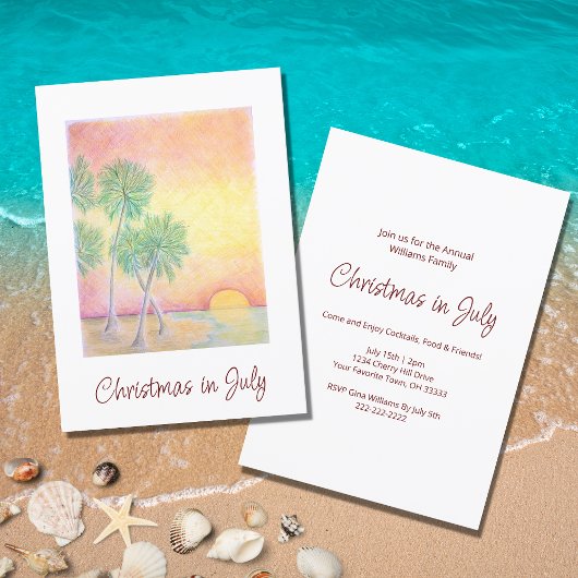 Kerst in juli Tropical Palm Trees Beach Party Kaart