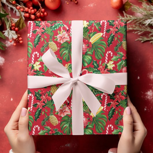 Kerst in juli Tropisch patroon Cadeaupapier