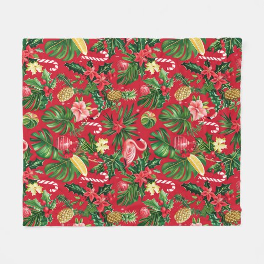 Kerst in juli Tropisch patroon Fleece Deken (Voorkant (Horizontaal))