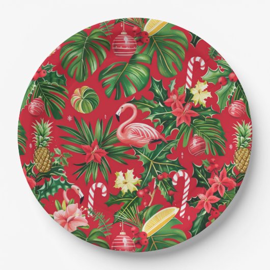 Kerst in juli Tropisch patroon Papieren Bordje (Voorkant)