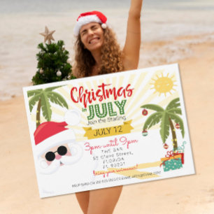Kerst in juli uitnodiging, leuke zomerfeest kaart