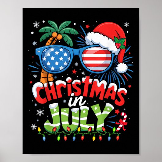 Kerst in juli Vlag Amerikaanse Zomerstrand Hawaii  Poster (Voorkant)