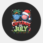 Kerst in juli Vlag Amerikaanse Zomerstrand Hawaii  Ronde Sticker (Voorkant)