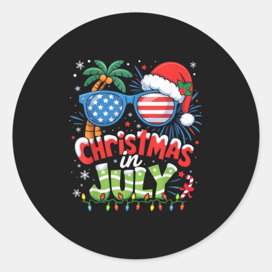 Kerst in juli Vlag Amerikaanse Zomerstrand Hawaii  Ronde Sticker (Voorkant)