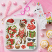 Kerst in juli voor Cat Lovers Pool Party Papieren Bordje (Feest)