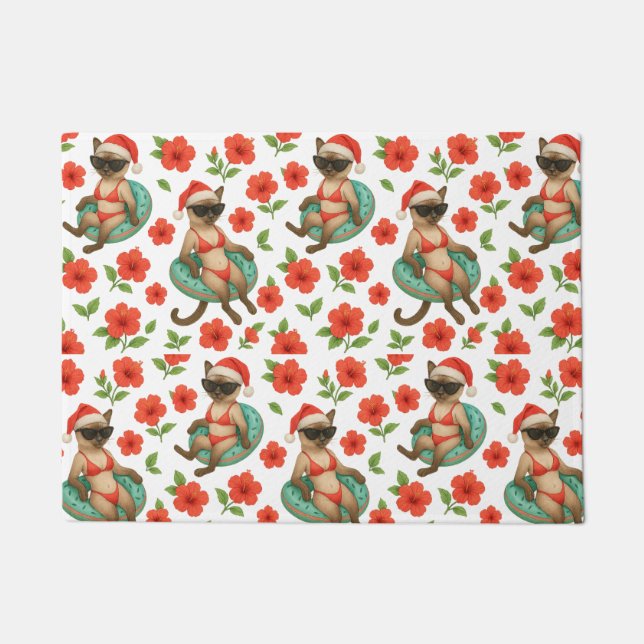 Kerst in juli voor Siamese kattenliefhebbers Hawaï Deurmat (Voorkant)