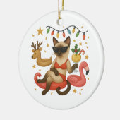 Kerst in juli voor Siamese kattenliefhebbers Keramisch Ornament (Links)