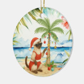 Kerst in juli voor Siamese kattenliefhebbers Keramisch Ornament (Links)