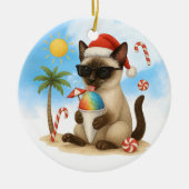 Kerst in juli voor Siamese kattenliefhebbers Keramisch Ornament (Voorkant)