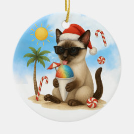 Kerst in juli voor Siamese kattenliefhebbers Keramisch Ornament