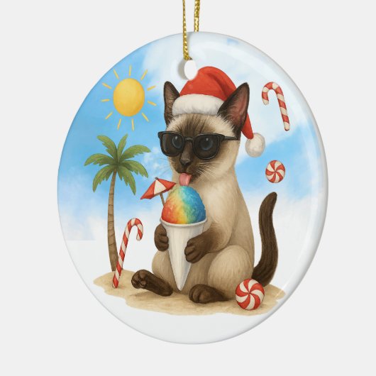 Kerst in juli voor Siamese kattenliefhebbers Keramisch Ornament (Links)
