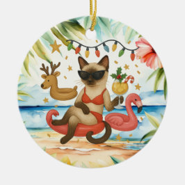 Kerst in juli voor Siamese kattenliefhebbers Keramisch Ornament
