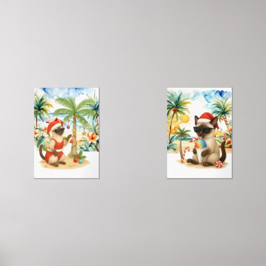 Kerst in juli voor Siamese kattenliefhebbers Muurkunst Sets (Voorkant)