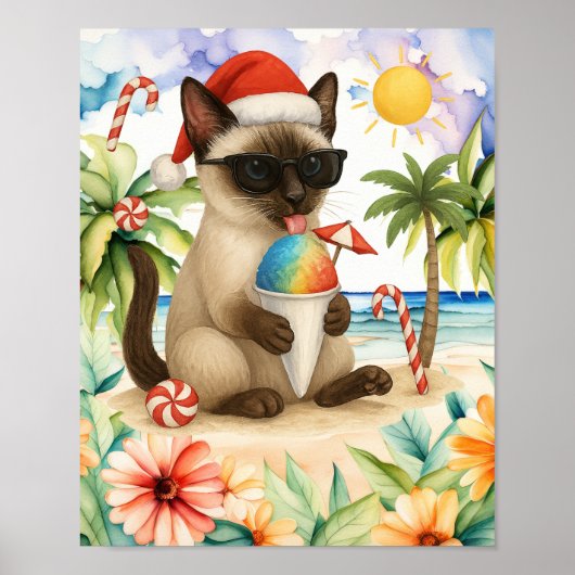 Kerst in juli voor Siamese kattenliefhebbers Poster (Voorkant)