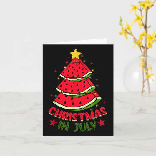 Kerst in juli Vrouwen Mannen Kinder Watermeloen Xm Kaart (Gele Bloem)