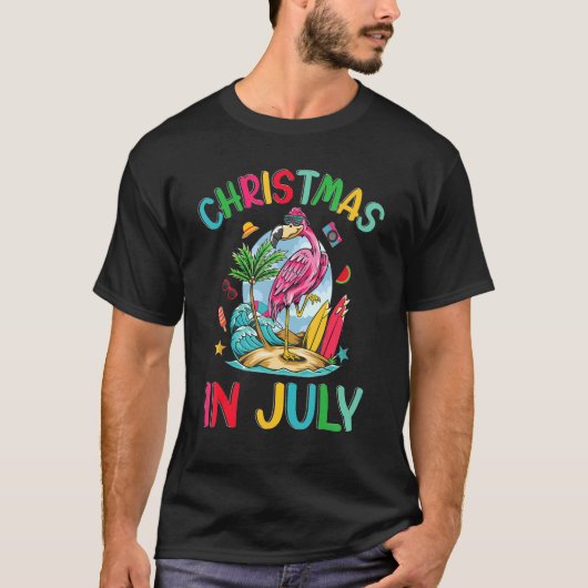 Kerst in juli Vrouwen Vaca Beach Flamingo Surfin T-shirt (Voorkant)