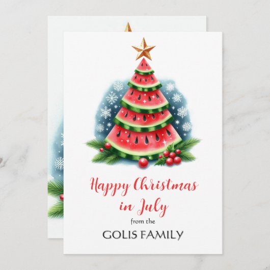 Kerst in juli Watermeloen Boom Feestdagenkaart (Voorkant / Achterkant)