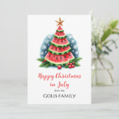 Kerst in juli Watermeloen Boom Feestdagenkaart (Staand voorkant)