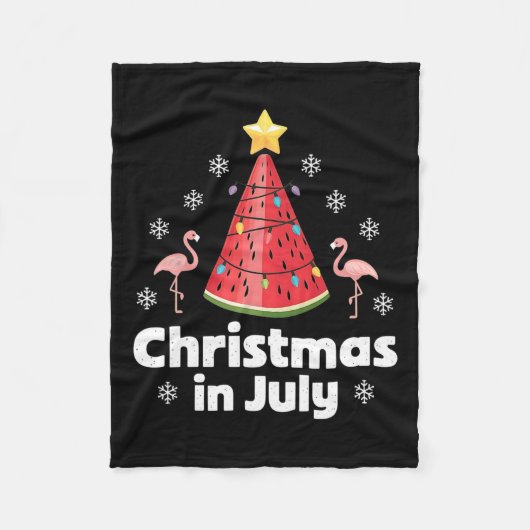 Kerst in juli Watermeloen boom Funny Flamingo X Fleece Deken (Voorkant)
