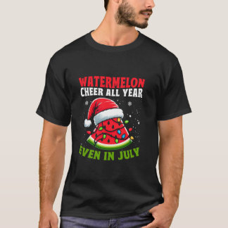 Kerst in juli Watermeloen Kerstboom Licht T-shirt