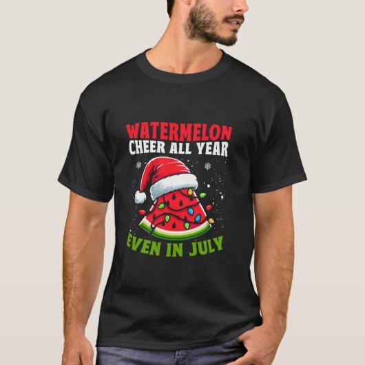 Kerst in juli Watermeloen Kerstboom Licht T-shirt (Voorkant)