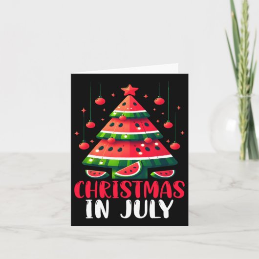 Kerst in juli Watermeloen kerstboom Mannen vrouwen Kaart (Voorkant)