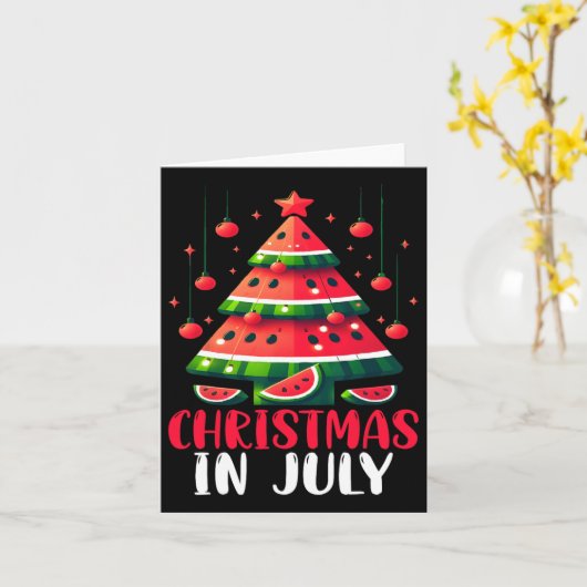 Kerst in juli Watermeloen kerstboom Mannen vrouwen Kaart (Gele Bloem)