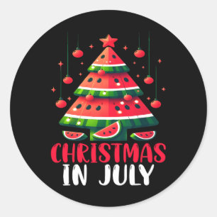 Kerst in juli Watermeloen kerstboom Mannen vrouwen Ronde Sticker
