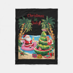 Kerst in juli Watermeloen Kerstboom Santa Beach Fleece Deken