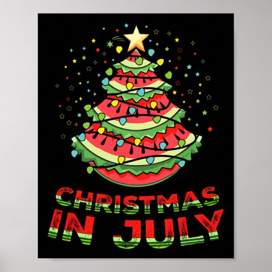 Kerst In Juli Watermeloen Kerstboom Zomer1 Poster (Voorkant)