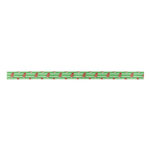 Kerst in juli Watermeloen Tree Stripe Ribbon Satijnen Lint (Voorkant)