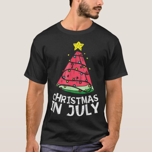 Kerst in juli Watermeloen Xmas Tree Summer trine T-shirt (Voorkant)