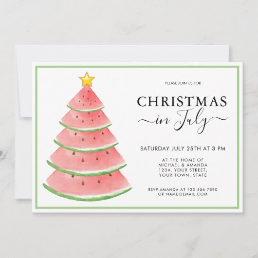 Kerst in juli Watermeloen Zomer Kaart (Voorkant)