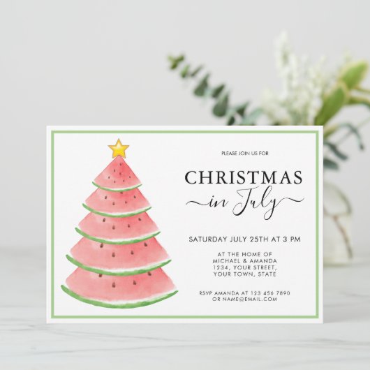 Kerst in juli Watermeloen Zomer Kaart (Staand voorkant)