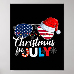 Kerst in juli Zonnebrillen Amerikaanse vlag 4th of Poster