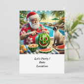 Kerst in juli Zwembadfeest met de Kerstman Kaart (Staand voorkant)