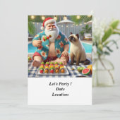 Kerst in juli Zwembadfeest met de Kerstman Kaart (Staand voorkant)