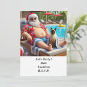 Kerst in juli Zwembadfeest met de Kerstman Kaart (Staand voorkant)