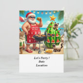 Kerst in juli Zwembadfeest met de Kerstman Kaart (Staand voorkant)