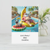 Kerst in juli Zwembadfeest met de Kerstman Kaart (Staand voorkant)